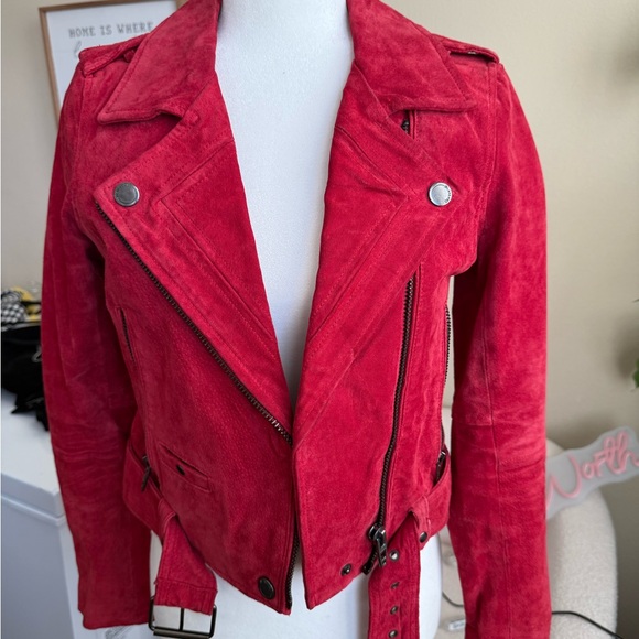 BLANK NYC RED MOTO JACKET XS SUEDE - Picture 4 of 6
